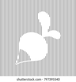 Radish simple sign. Vector. White icon on grayish striped background. Optical illusion.