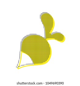 Radish simple sign. Vector. Yellow icon with square pattern duplicate at white background. Isolated.