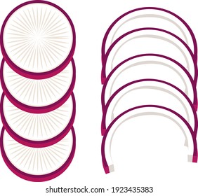 Radish sliced ingredient isolated illustration
