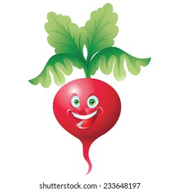 Radish smiling face expression cartoon character