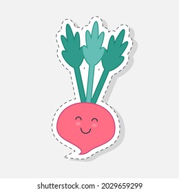 Sticker de rábano. Ilustración vectorial en un estilo plano