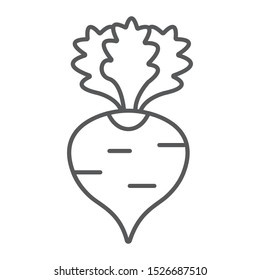 Radish thin line icon, fruits and vegetables, beetroot sign, vector graphics, a linear pattern on a white background, eps 10.