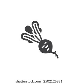 Radish vector icon. filled flat sign for mobile concept and web design. Radish with leaves glyph icon. Symbol, logo illustration. Vector graphics