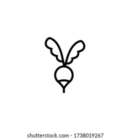 Radish vector icon in linear, outline icon isolated on white background