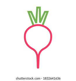 Radish vector illustration in outline style isolated on white background