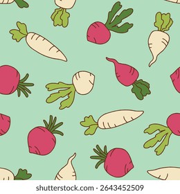 Vetor de rabanete sem emenda padrão fundo para impressão de superfície tecido moda Wrapping