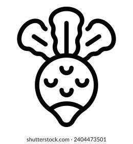 Vector de contorno de icono de verdura de rábano. Alimentos agrícolas agrícolas. Producto de dieta para ensaladas