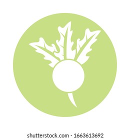radish vegetable icon over white background, block style, vector illustration