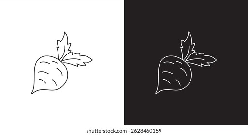 Radish vegetable line icon. Vegetable vector illustration icon. Collection of icons with editable strokes in transparent and black background.