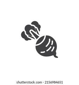 Radish vegetable vector icon. filled flat sign for mobile concept and web design. Radish with leaf glyph icon. Symbol, logo illustration. Vector graphics