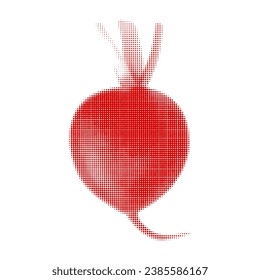 Radish vegetable whole one, isolated, from circle dot of different sizes on white background