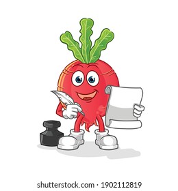 radish writer vector. cartoon character