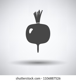 Radishes icon on gray background, round shadow. Vector illustration.