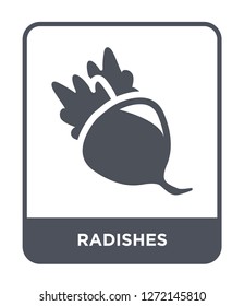 radishes icon vector on white background, radishes trendy filled icons from Fruits and vegetables collection, radishes simple element illustration