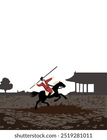 raditional Javelin Thrower on Horseback Silhouette