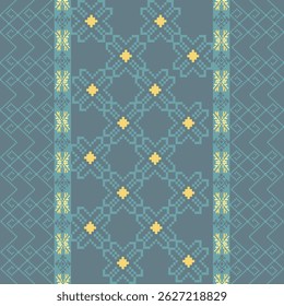 tradicional ucraniano punto de cruz Ilustración vectorial detallada para el diseño de la impresión textil, en tonos de colores pastel de píxeles