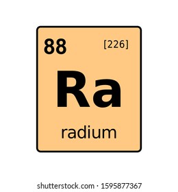 Radium chemical element of periodic table. Sign with atomic number.