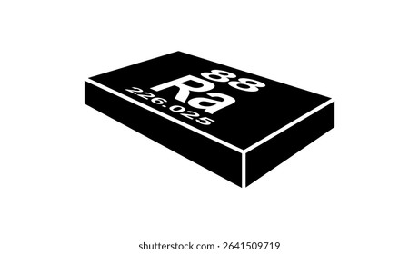 Radium chemical symbol, black isolated silhouette 