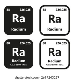 Radium Element vector symbol with atomic number, atomic mass and chemical group block