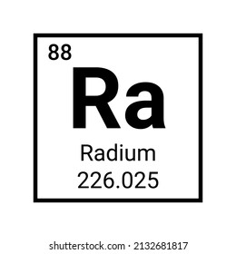 Radium mendeleev icon symbol. Radium atom element periodic table chemistry vector sign