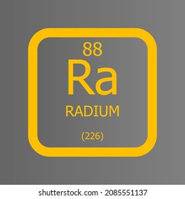 Radium Ra Chemical Element vector illustration diagram, with atomic number and mass. Simple flat dark gradient design for education, lab, science class.