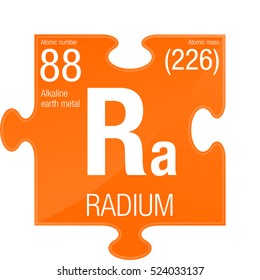Radium symbol. Element number 88 of the Periodic Table of the Elements - Chemistry - Puzzle piece with orange background