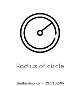 radius of circle vector line icon. Simple element illustration. radius of circle outline icon from shapes concept. Can be used for web and mobile