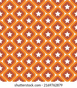 Radius Edge Diamond Squares Stars Seamless Abstract Geometric Minimal Elegant Pattern Perfect for Allover Fabric Print Retro Concept Bright Orange Tones