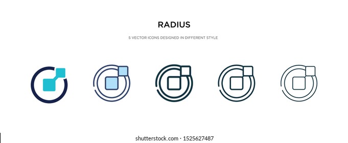 radius icon in different style vector illustration. two colored and black radius vector icons designed in filled, outline, line and stroke style can be used for web, mobile, ui