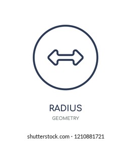 Radius icon. Radius linear symbol design from Geometry collection. Simple outline element vector illustration on white background.