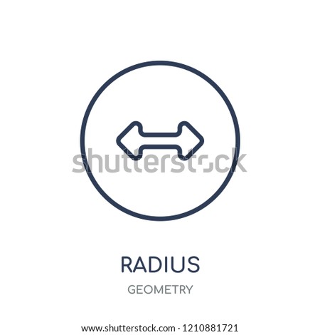 Radius icon. Radius linear symbol design from Geometry collection. Simple outline element vector illustration on white background.