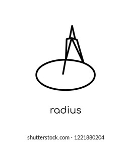 radius icon. Trendy modern flat linear vector radius icon on white background from thin line Geometry collection, outline vector illustration