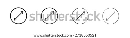 Radius icons, Set of linear icons. Black linear palm icons