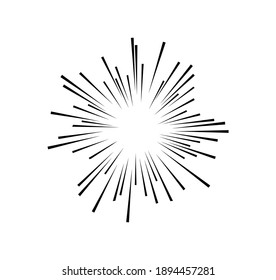 The radius of the sun or the sun bursting on white background