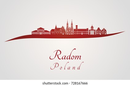 Radom skyline in red and gray background in editable vector file