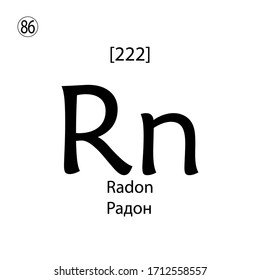 Radon chemical element. The inscription in Russian and English is Radon. vector illustrator