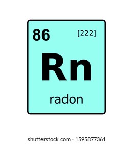 Radon chemical element of periodic table. Sign with atomic number.