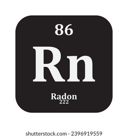 Radon chemistry icon,chemical element in the periodic table