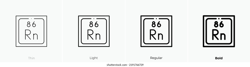 Radon Icon. Thin, Light Regular And Bold Style Design Isolated On White Background