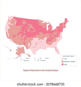 Radon Potential in the United States map