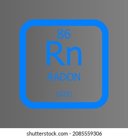 Radon Rn Chemical Element vector illustration diagram, with atomic number and mass. Simple flat dark gradient design for education, lab, science class.