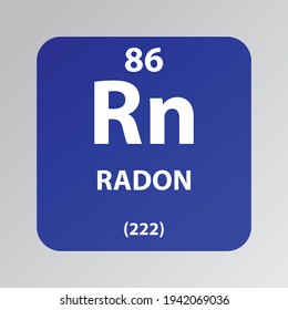 Radon Rn Noble gas Chemical Element vector illustration diagram, with atomic number and mass. Simple flat design for education, lab, science class.
