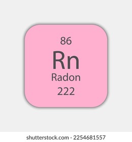 Radon symbol. Chemical element of the periodic table. Vector illustration.