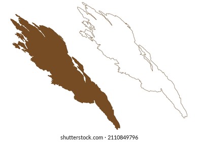Radoy island (Kingdom of Norway) map vector illustration, scribble sketch Radoy map