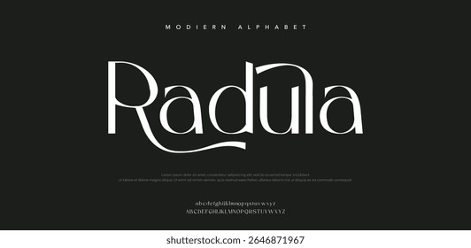 Radula Sport Modern Future Logo Alfabeto Fonte e Número. Tipografia abstrata itálico negrito tecnologia de fontes, esporte, marca de filme e logotipos. ilustração vetorial 