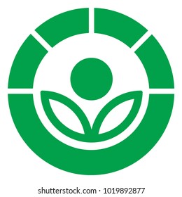 The Radura symbol, used to show a food has been treated with ionizing radiation. US FDA recommended variant of irradiation or irradiated food vector symbol or icon.