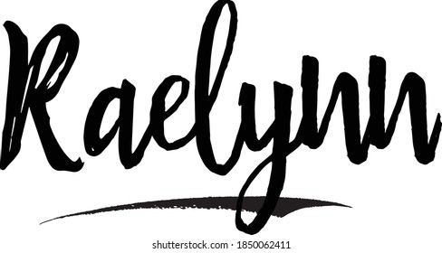 Raelynn-Female Name Brush Calligraphy Black Color Text on White Background