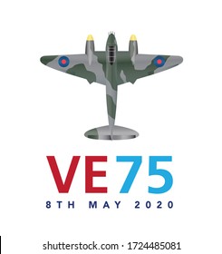 RAF De Havilland Mosquito Ve Day WW2 Victory In Europe Symbol Design 