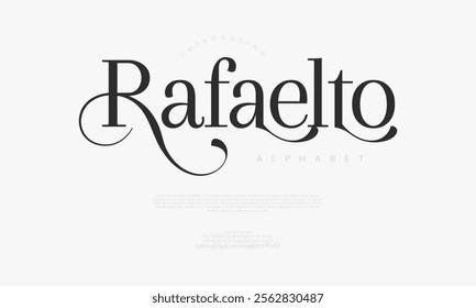 Rafaelto typography beauty fashion elegant minimalist serif italic fonts decorative wedding vintage retro logos. Minimal luxury font alphabet logo. Vector illustration