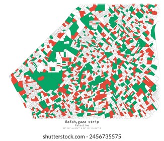 Rafah,Gaza strip, Palestine,Urban detail Streets Roads color Map  ,vector element template image for marketing ,product ,wall art and poster prints.